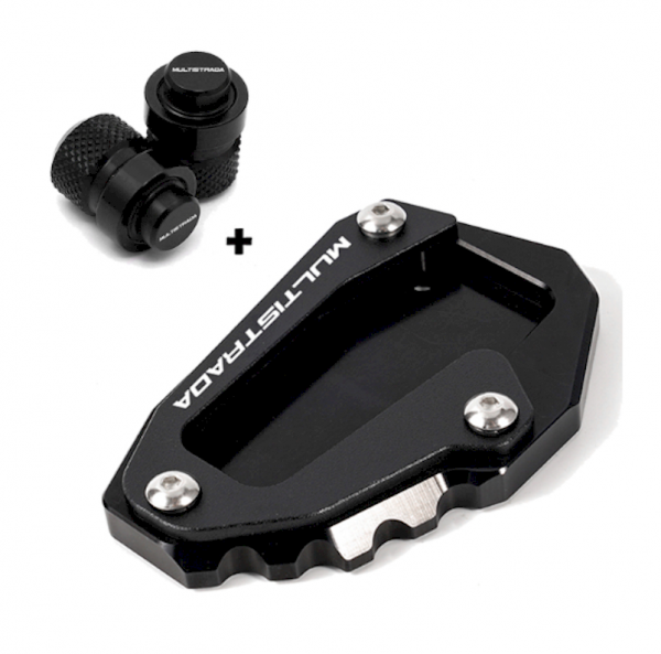 Seitenständer Verbreiterung und Ventildeckel Ducati Multistrada (schwarz)