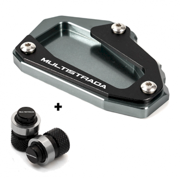Seitenständer Verbreiterung und Ventildeckel Ducati Multistrada (grau)